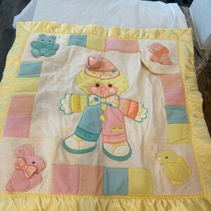 VINTAGE cozy bows 1987 baby activity blanket EUC needs cleaning